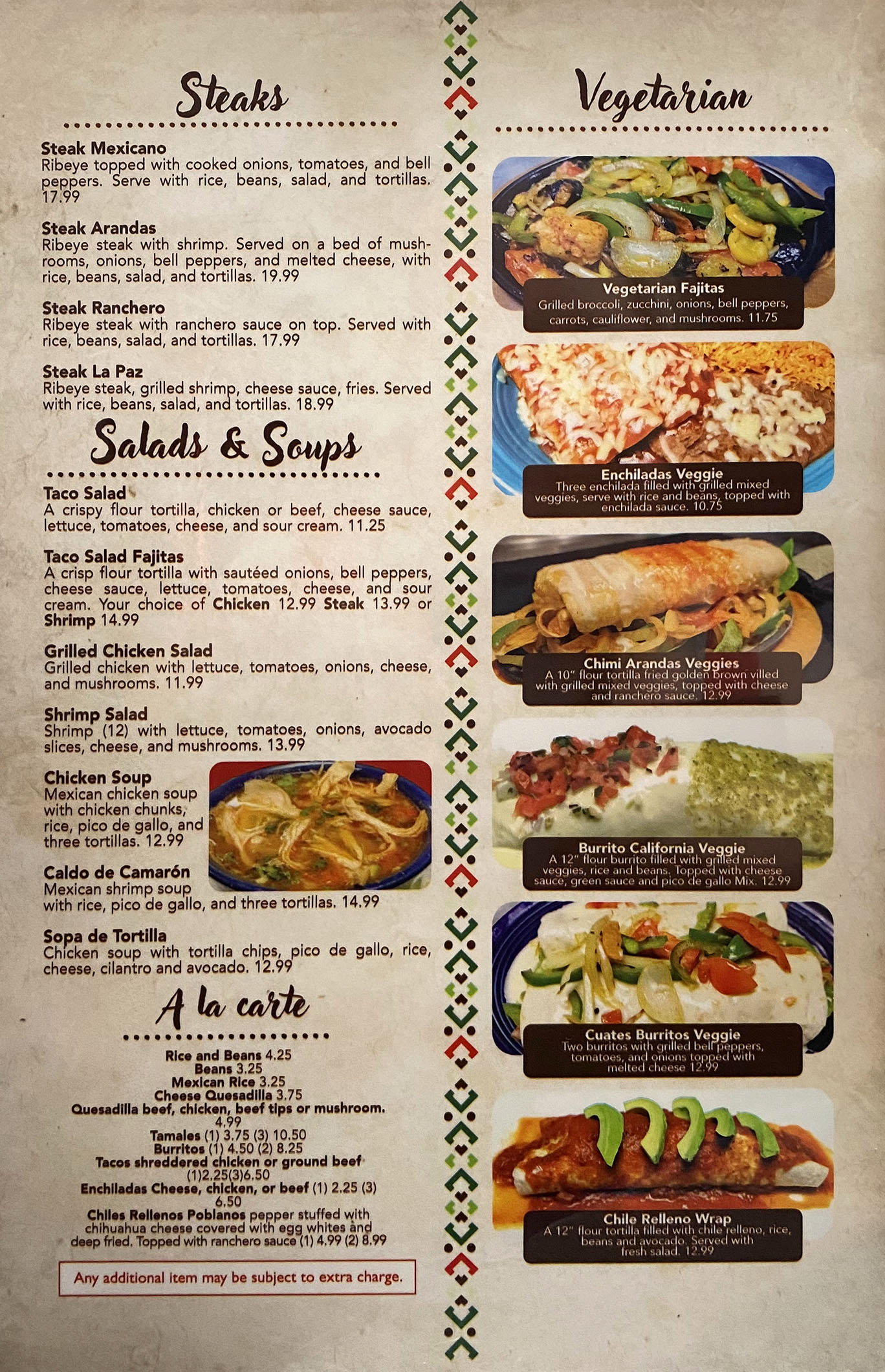 Arandas menu