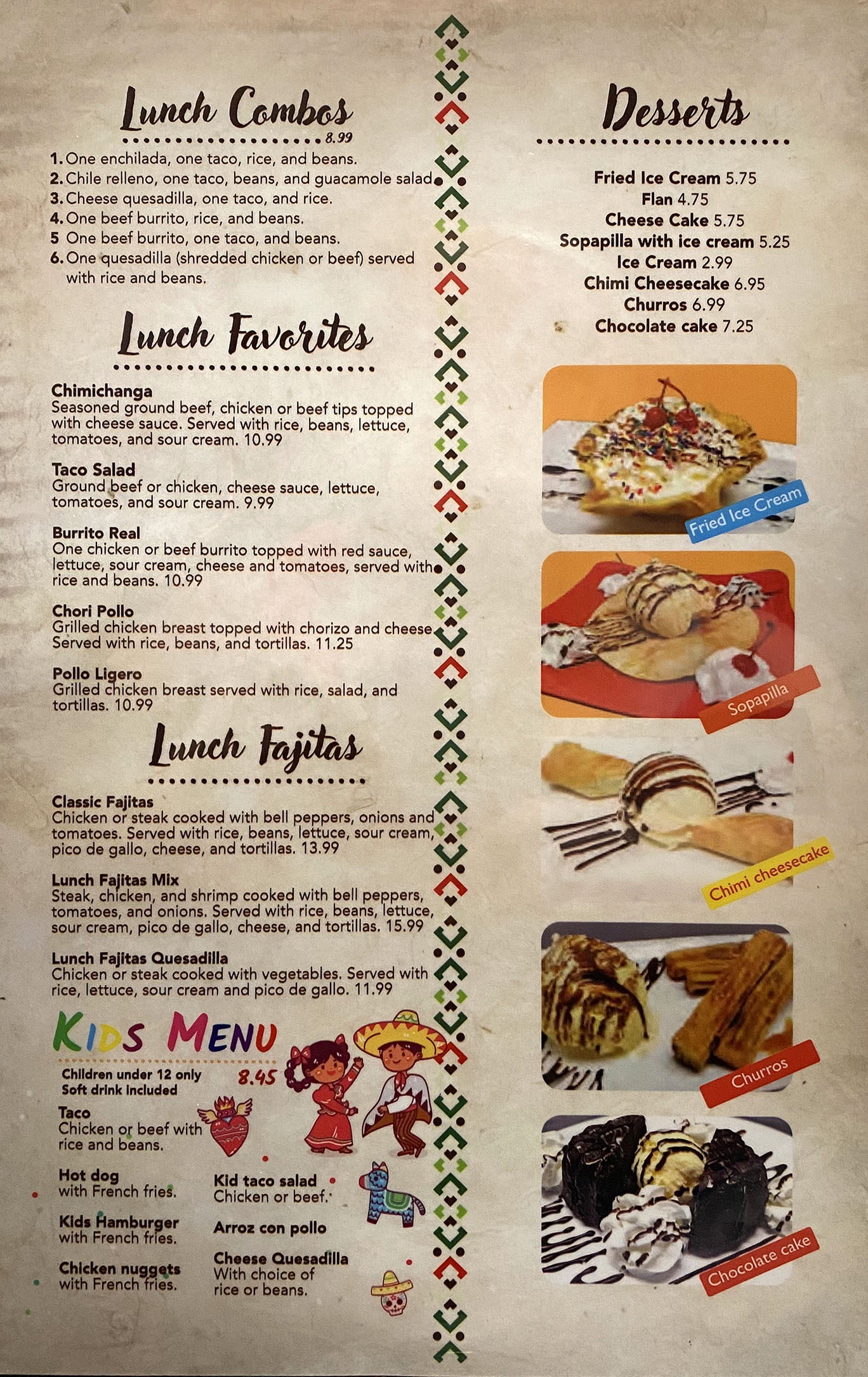 Arandas menu